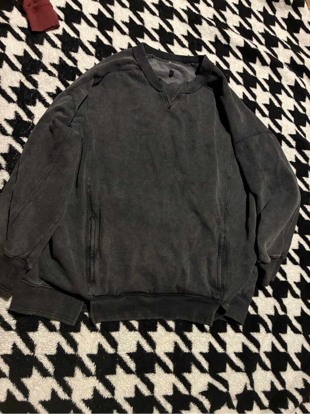 Free People FP Movement Washed Black Oversized Sweatshirt L/XL